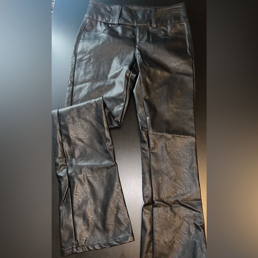 Urban outfitters Black Faux Leather Boot Cut Pants Size 2 GUC